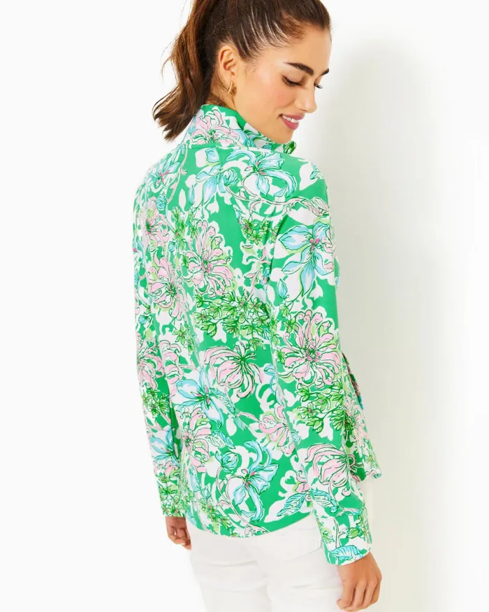 Lilly Pulitzer Upf 50 Skipper Popover Spearmint Blossom Views Women Tops