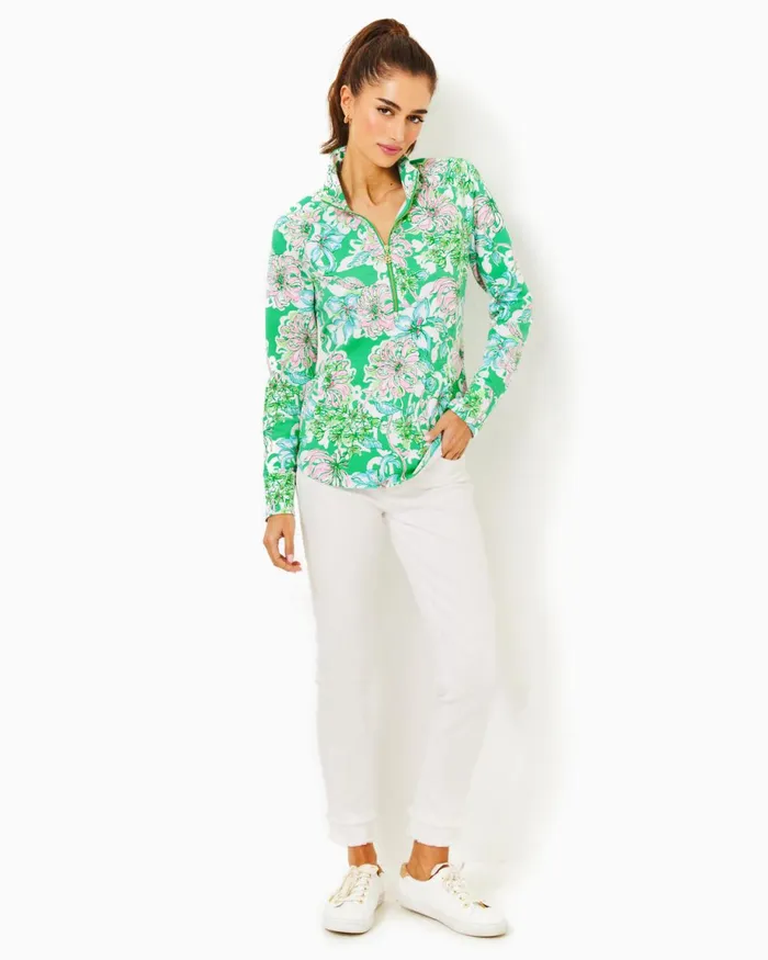 Lilly Pulitzer Upf 50 Skipper Popover Spearmint Blossom Views Women Tops