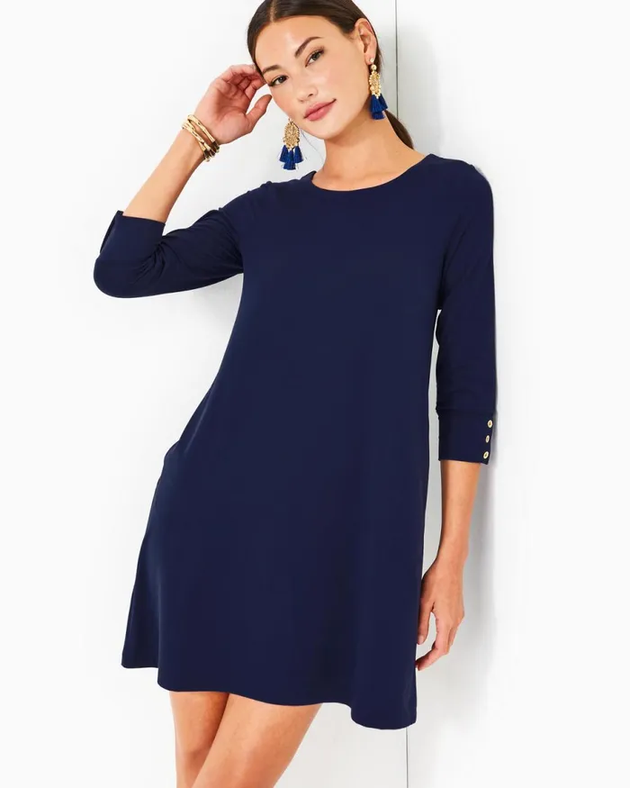 Lilly Pulitzer Upf 50 Solia Dress True Navy Women Swing Dresses