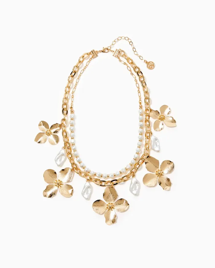 Lilly Pulitzer Via Flora Necklace Gold Metallic Women Jewelry