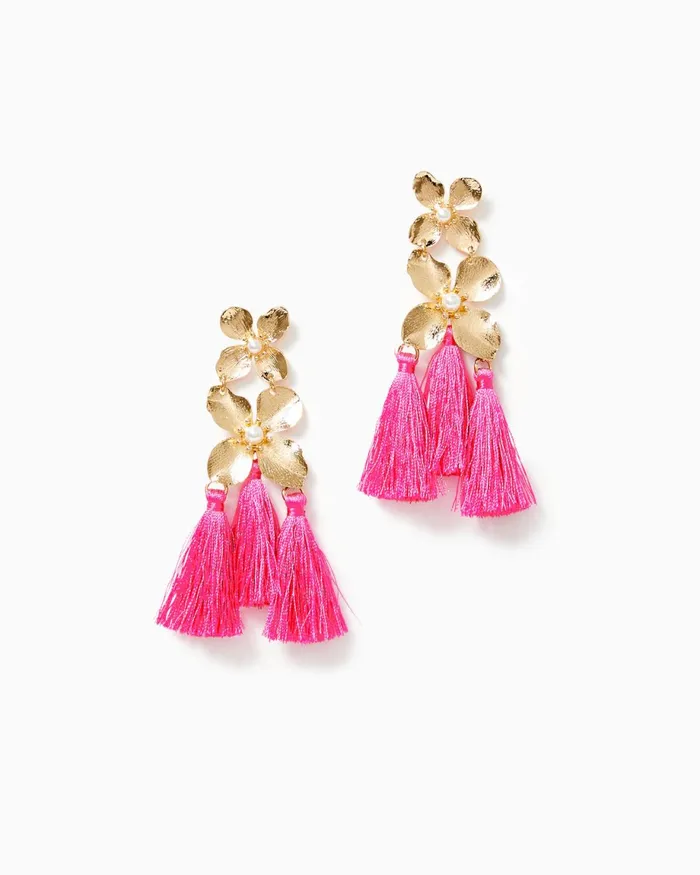 Lilly Pulitzer Via Flora Tassel Earrings Roxie Pink Women Jewelry