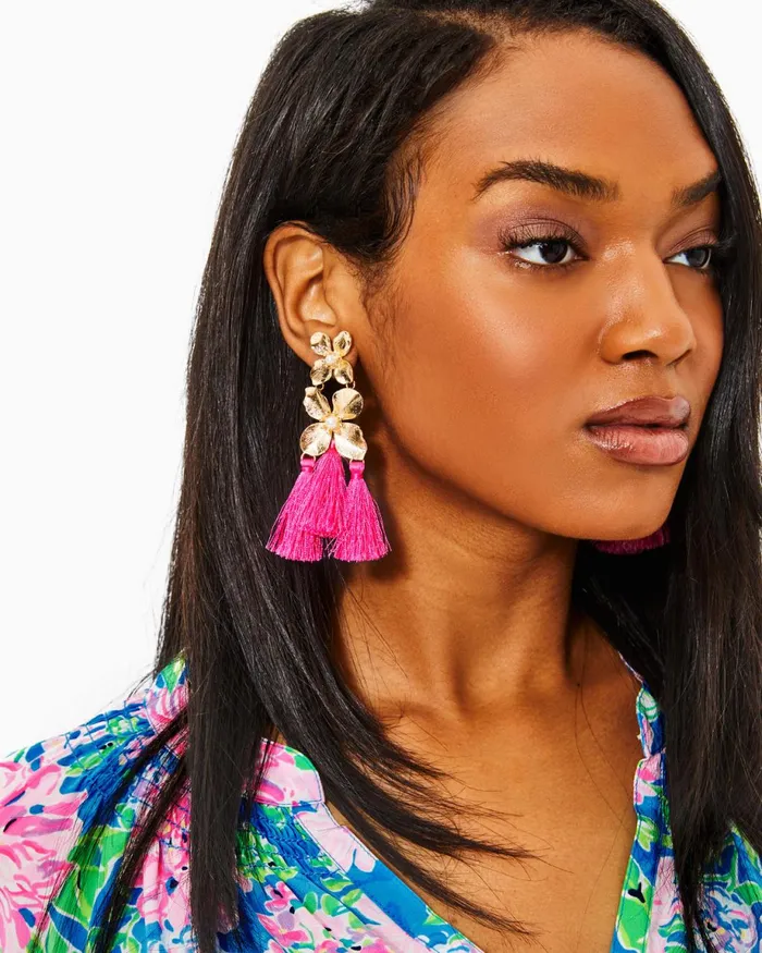 Lilly Pulitzer Via Flora Tassel Earrings Roxie Pink Women Jewelry