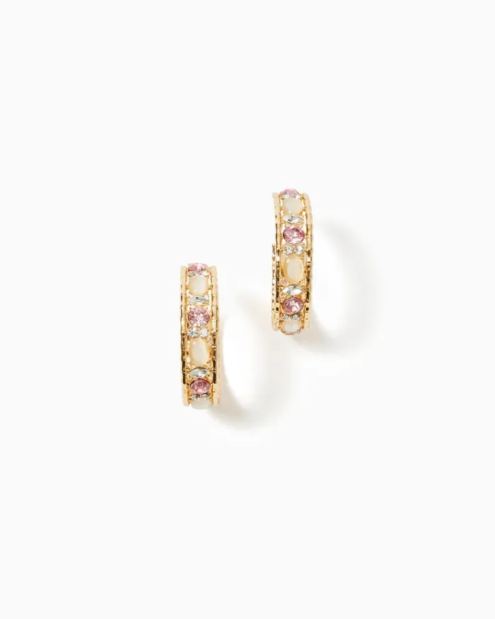 Lilly Pulitzer Via Parigi Hoop Earrings Conch Shell Pink Women Jewelry