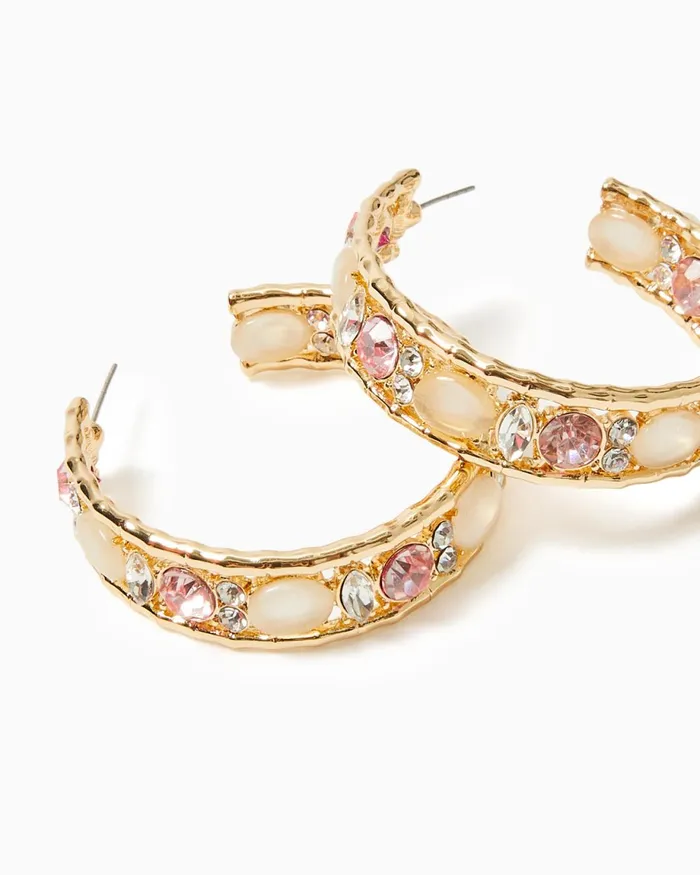 Lilly Pulitzer Via Parigi Hoop Earrings Conch Shell Pink Women Jewelry
