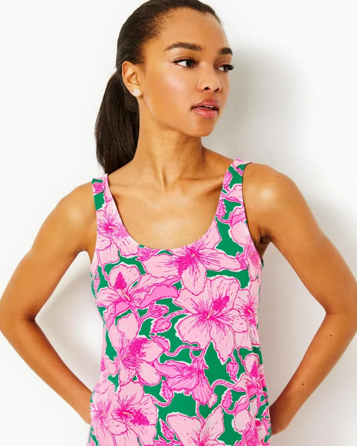 Lilly Pulitzer Whitta Pajama Tank Kelly Green Hibis Kiss Women Loungewear