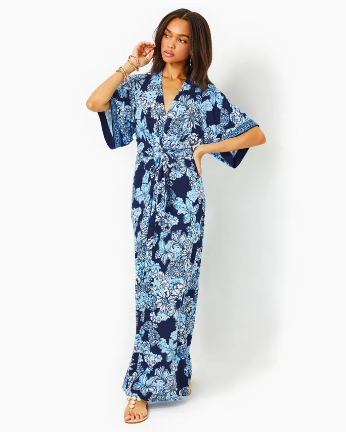 Lilly Pulitzer Wisteria VNeck Maxi Dress Low Tide Navy Bouquet All Day Engineered Knit Maxi Dre Women Fit and Flare Dresses Lilly Pulitzer Wisteria VNeck Maxi Dress Low Tide Navy Bouquet All Day Engineered Knit Maxi Dre Women Fit and Flare Dresses