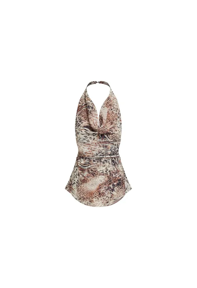 Lioness Fashion BANKS HALTER TOP Chocolate Animal Women Sets and Coords Lioness Fashion BANKS HALTER TOP Chocolate Animal Women Sets and Coords