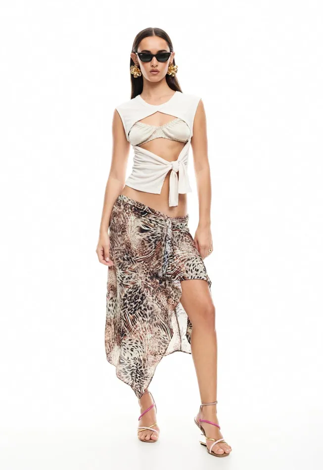 Lioness Fashion BANKS MIDI SKIRT Chocolate Animal Women Sets and Coords