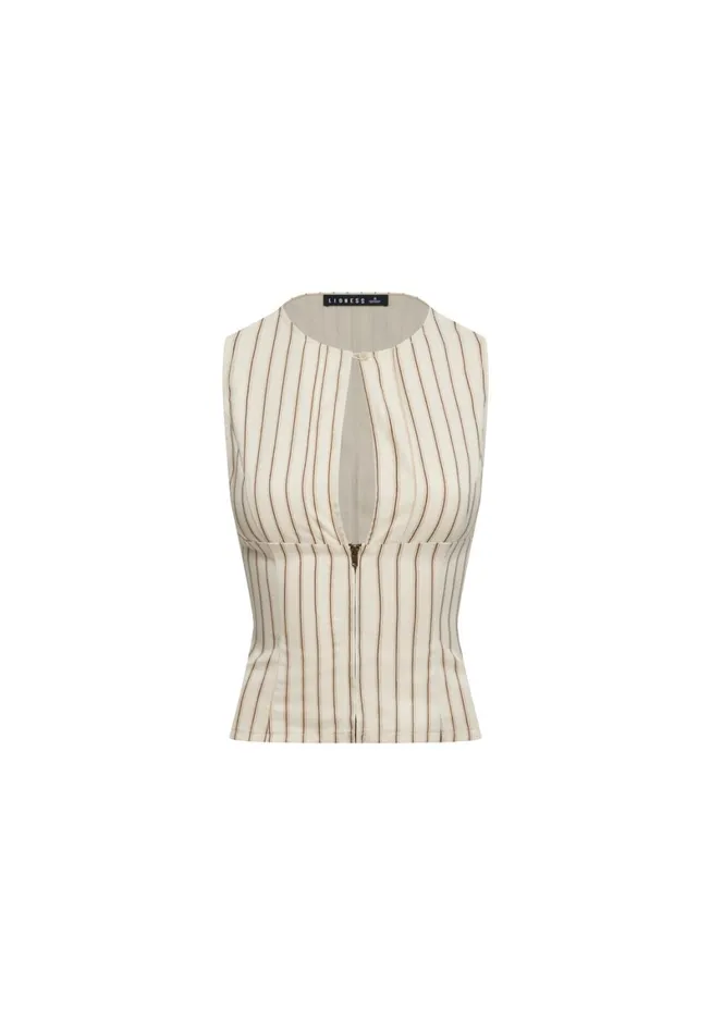 Lioness Fashion BEBE TOP Cream Stripe Women Sets and Coords Lioness Fashion BEBE TOP Cream Stripe Women Sets and Coords