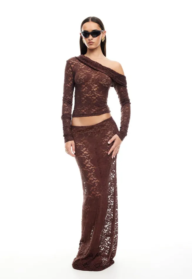 Lioness Fashion BLACK SWAN OFF SHOULDER Chocolate Women Tops