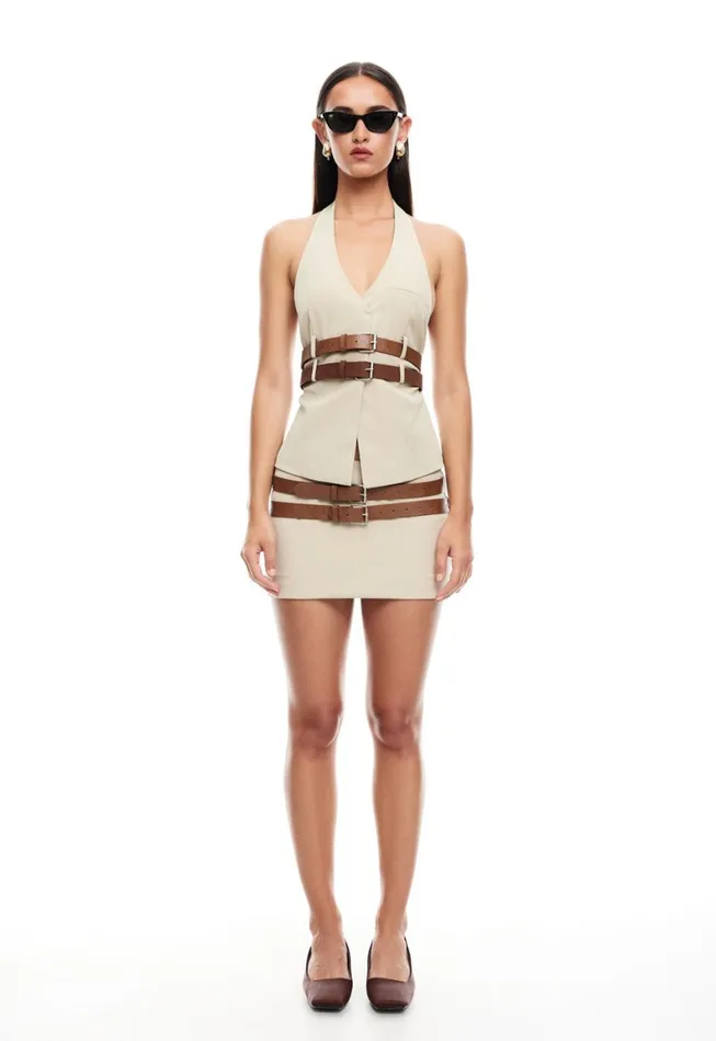 Lioness Fashion ETHEREAL BUCKLE SKIRT Beige Women Skirts Lioness Fashion ETHEREAL BUCKLE SKIRT Beige Women Skirts