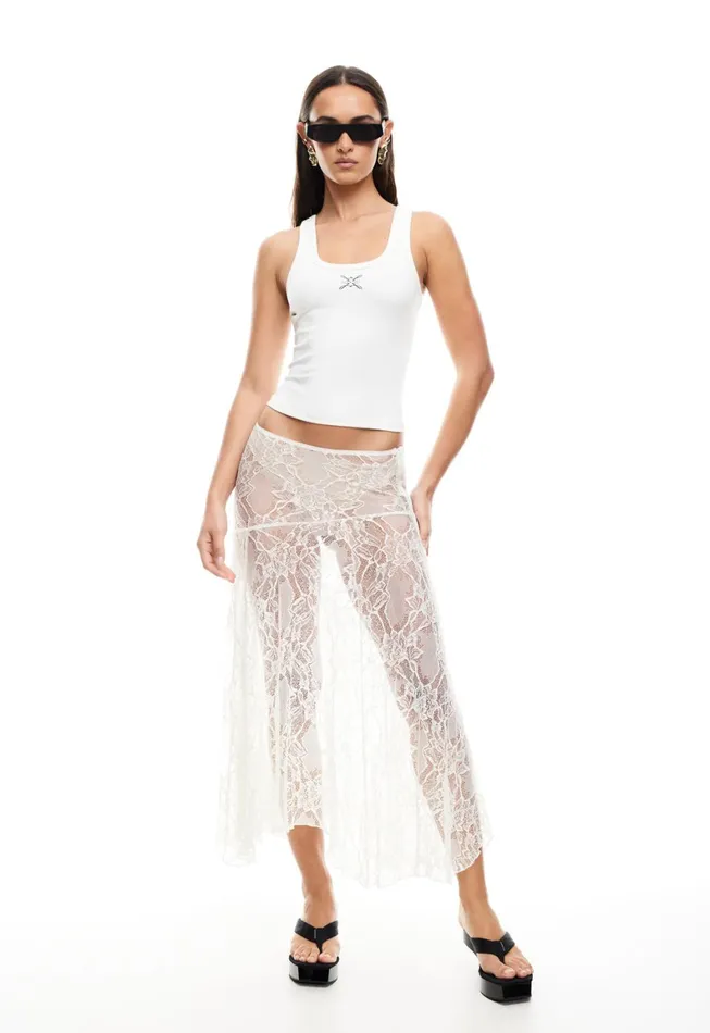 Lioness Fashion IN BLOOM LACE MIDI SKIRT Ivory Women Skirts Lioness Fashion IN BLOOM LACE MIDI SKIRT Ivory Women Skirts
