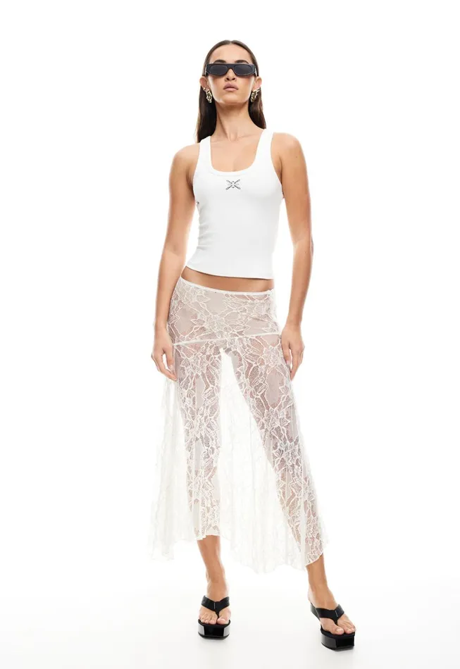 Lioness Fashion IN BLOOM LACE MIDI SKIRT Ivory Women Skirts Lioness Fashion IN BLOOM LACE MIDI SKIRT Ivory Women Skirts