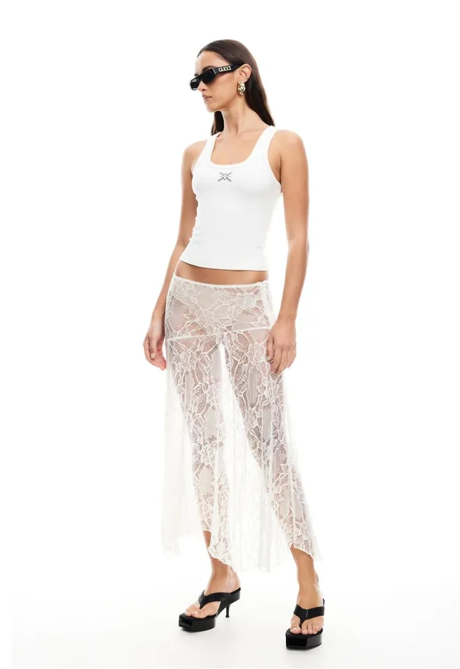 Lioness Fashion IN BLOOM LACE MIDI SKIRT Ivory Women Skirts Lioness Fashion IN BLOOM LACE MIDI SKIRT Ivory Women Skirts