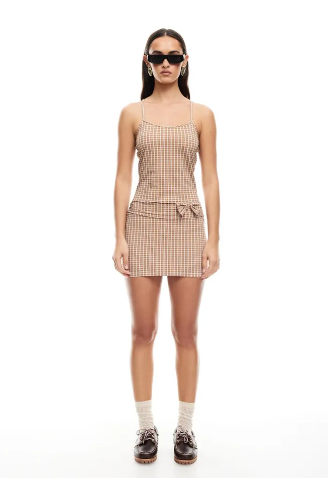 Lioness Fashion INTUITION MINI DRESS Chocolate Check Women Dresses
