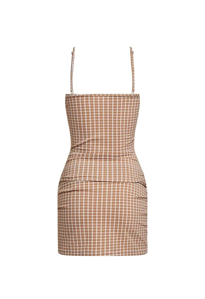 Lioness Fashion INTUITION MINI DRESS Chocolate Check Women Dresses Lioness Fashion INTUITION MINI DRESS Chocolate Check Women Dresses