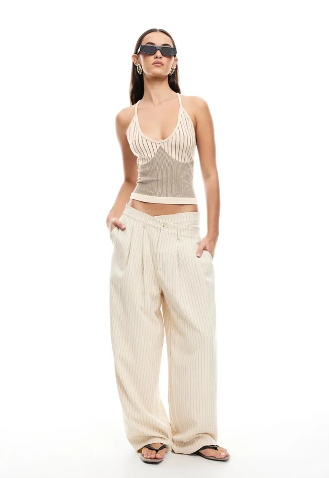 Lioness Fashion LA MESA PANT Cream Pinstripe Women Pants Lioness Fashion LA MESA PANT Cream Pinstripe Women Pants