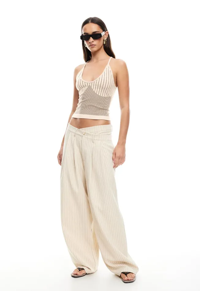 Lioness Fashion LA MESA PANT Cream Pinstripe Women Pants Lioness Fashion LA MESA PANT Cream Pinstripe Women Pants