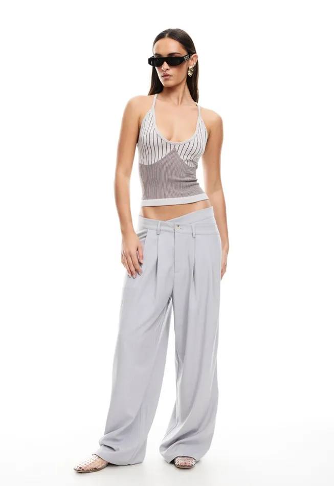 Lioness Fashion LA MESA PANT Light Grey Pinstripe Women Pants Lioness Fashion LA MESA PANT Light Grey Pinstripe Women Pants