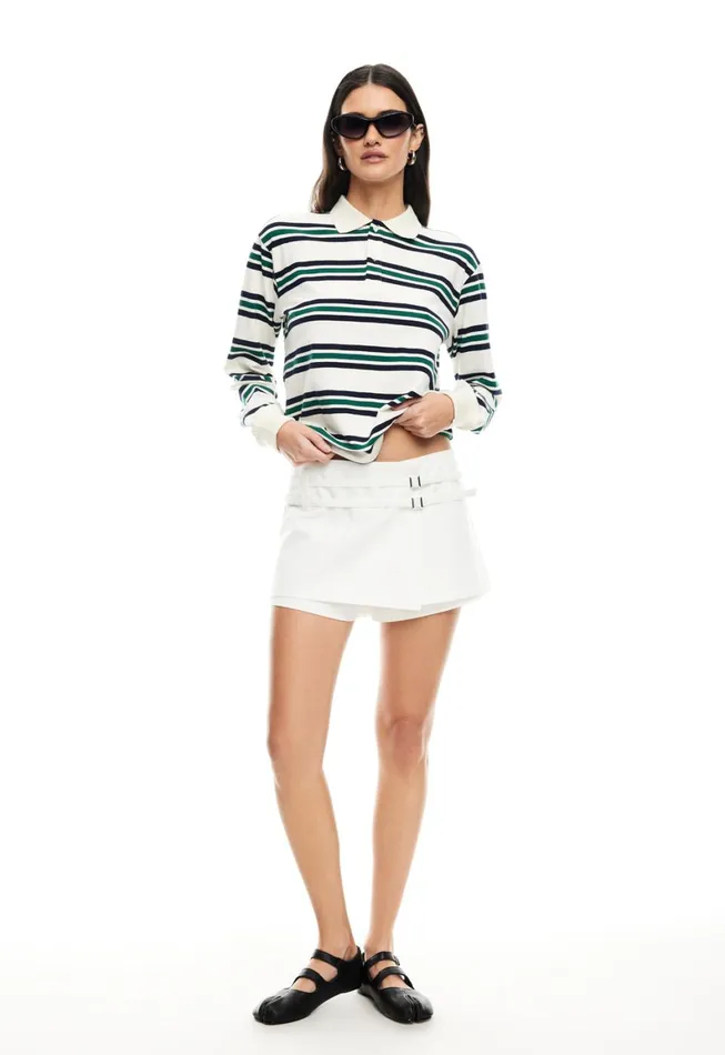 Lioness Fashion LEISURE LONG SLEEVE POLO Ivory Moss Women Tops Lioness Fashion LEISURE LONG SLEEVE POLO Ivory Moss Women Tops
