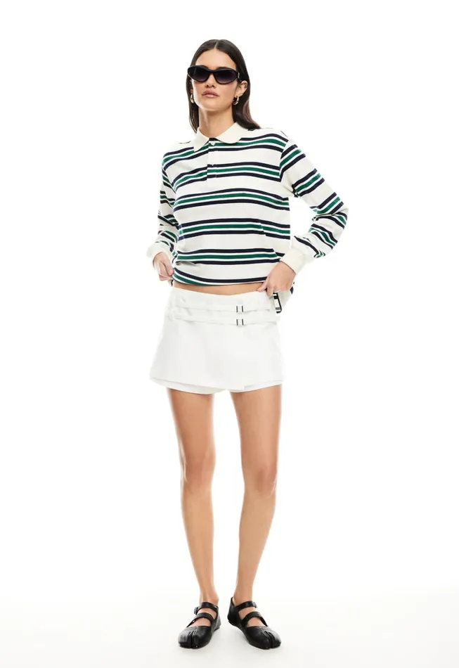 Lioness Fashion LEISURE LONG SLEEVE POLO Ivory Moss Women Tops Lioness Fashion LEISURE LONG SLEEVE POLO Ivory Moss Women Tops
