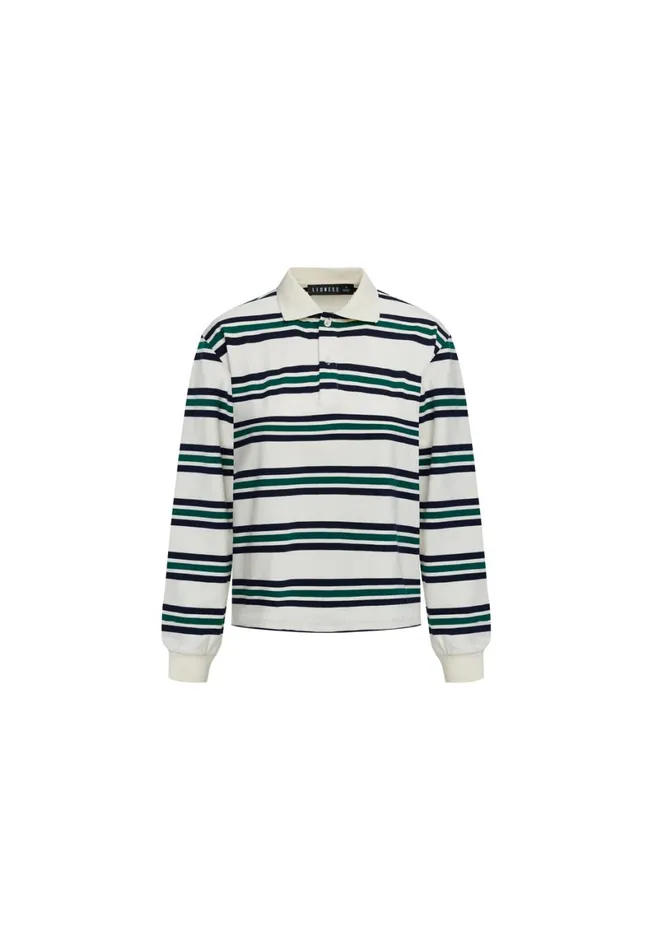 Lioness Fashion LEISURE LONG SLEEVE POLO Ivory Moss Women Tops Lioness Fashion LEISURE LONG SLEEVE POLO Ivory Moss Women Tops