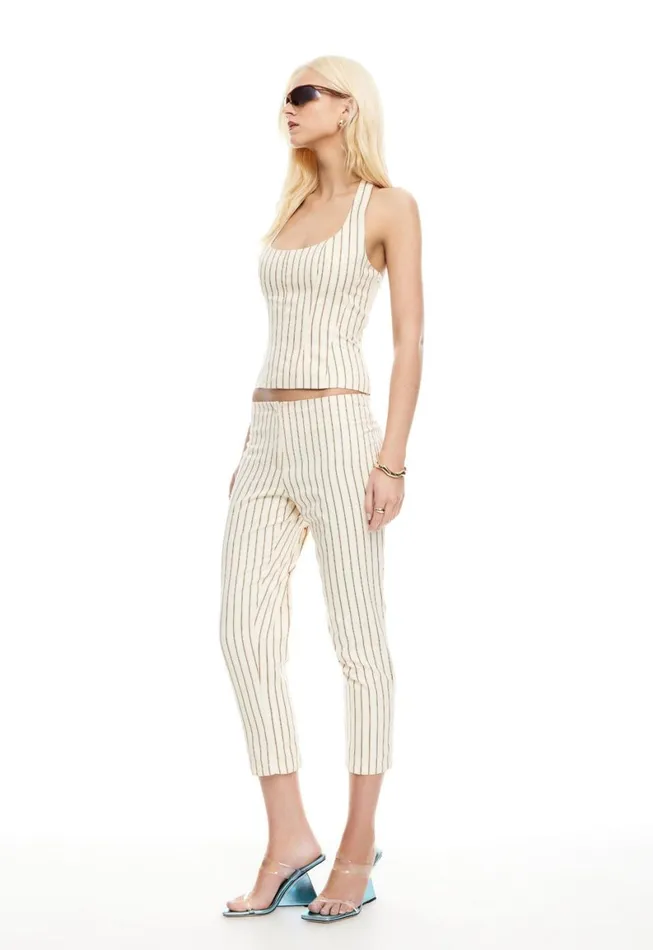Lioness Fashion LES DEUX CAPRI Cream Stripe Women Pants Lioness Fashion LES DEUX CAPRI Cream Stripe Women Pants