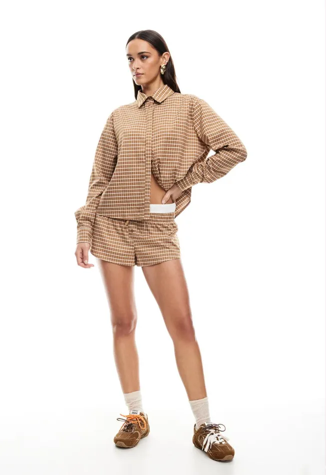 Lioness Fashion NIRVANA SHORT Chocolate Check Women Shorts Lioness Fashion NIRVANA SHORT Chocolate Check Women Shorts