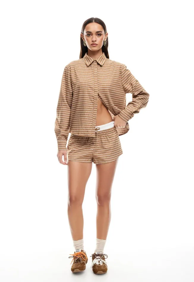 Lioness Fashion NIRVANA SHORT Chocolate Check Women Shorts Lioness Fashion NIRVANA SHORT Chocolate Check Women Shorts