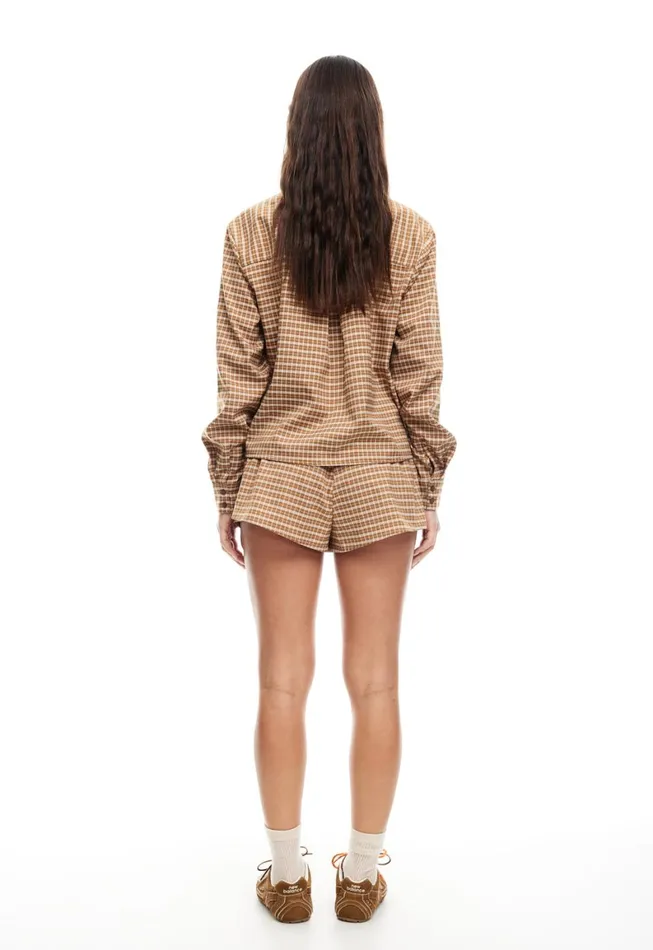 Lioness Fashion NIRVANA SHORT Chocolate Check Women Shorts Lioness Fashion NIRVANA SHORT Chocolate Check Women Shorts