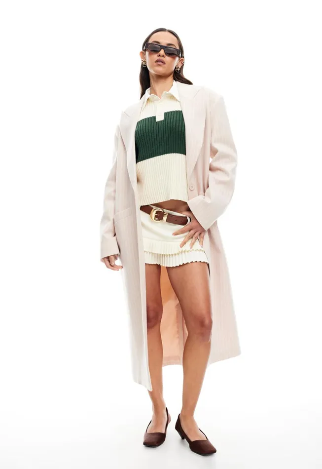 Lioness Fashion OLSEN COAT Beige Pinstripe Women Outerwear
