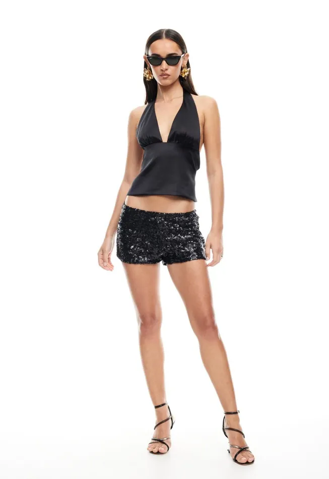 Lioness Fashion OPULENCE HALTER TOP Onyx Women Tops
