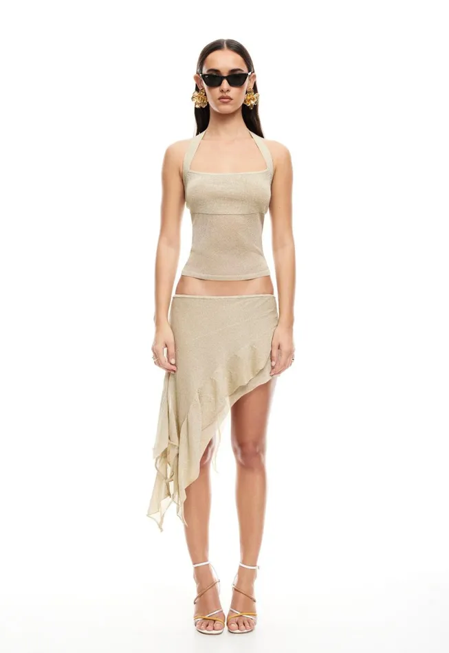 Lioness Fashion PALISADES HALTER TOP Oyster Women Sets and Coords