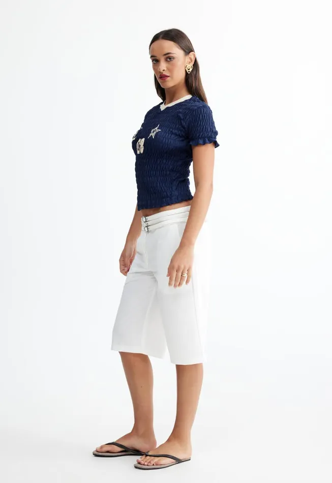 Lioness Fashion SCRUNCHED SPECTATE TOP Indigo Women Tops Lioness Fashion SCRUNCHED SPECTATE TOP Indigo Women Tops