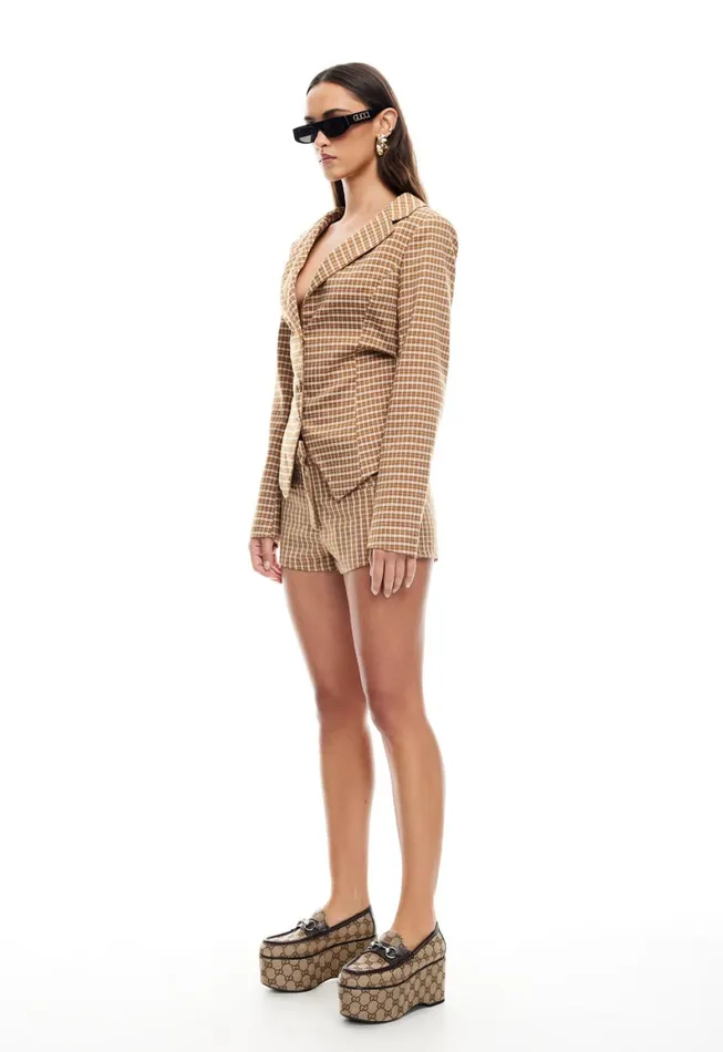 Lioness Fashion UNTAMED SHORT Chocolate Check Women Shorts Lioness Fashion UNTAMED SHORT Chocolate Check Women Shorts