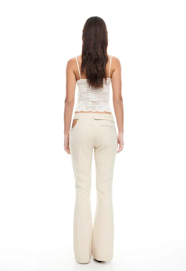 Lioness Fashion YVES PANT Cream Pinstripe Women Pants