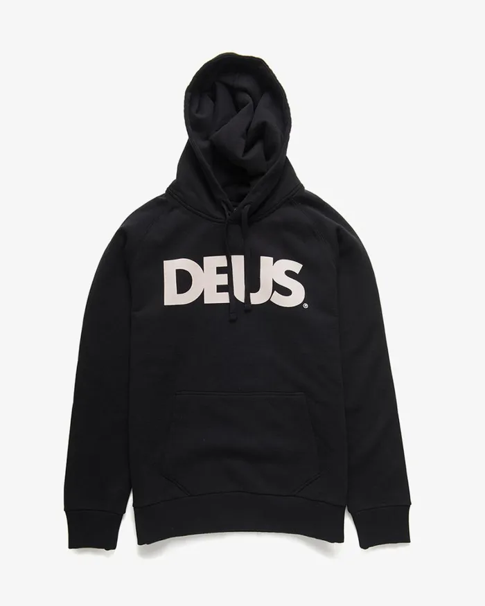 Men All Caps Hoodie 8211 Black Deus Ex Machina HoodiesFleece