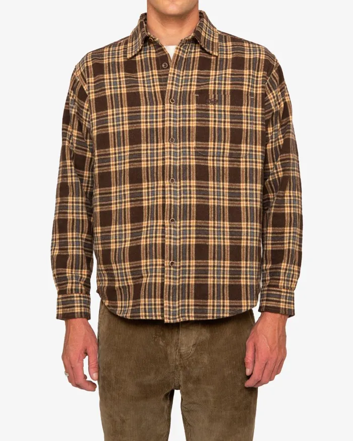 Men Allan Flannel Shirt 8211 Choc Brown Deus Ex Machina Shirts