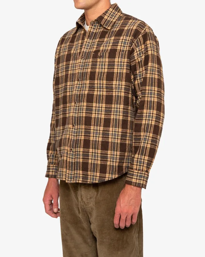 Men Allan Flannel Shirt 8211 Choc Brown Deus Ex Machina Shirts Men Allan Flannel Shirt 8211 Choc Brown Deus Ex Machina Shirts