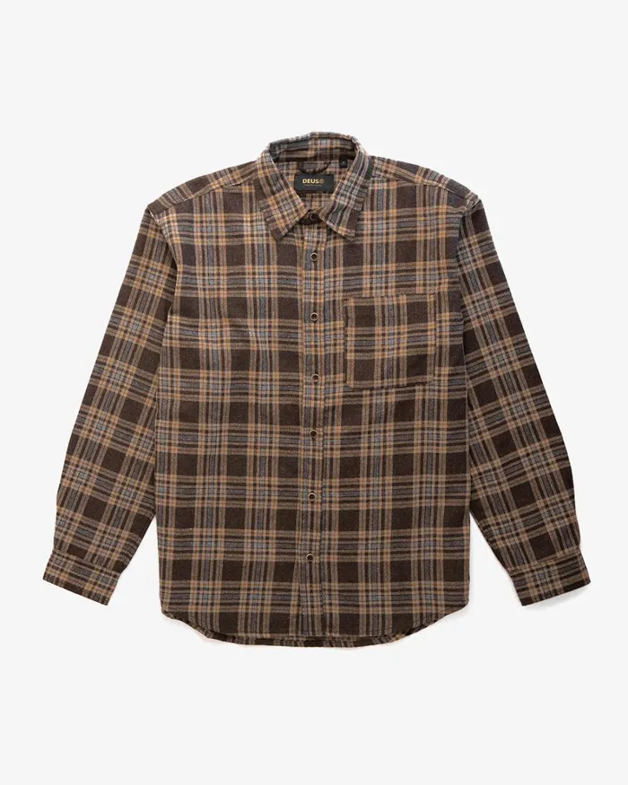 Men Allan Flannel Shirt 8211 Choc Brown Deus Ex Machina Shirts Men Allan Flannel Shirt 8211 Choc Brown Deus Ex Machina Shirts
