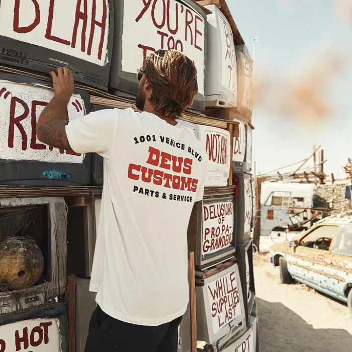 Men Automatica Tee 8211 Vintage White Deus Ex Machina Tees Men Automatica Tee 8211 Vintage White Deus Ex Machina Tees