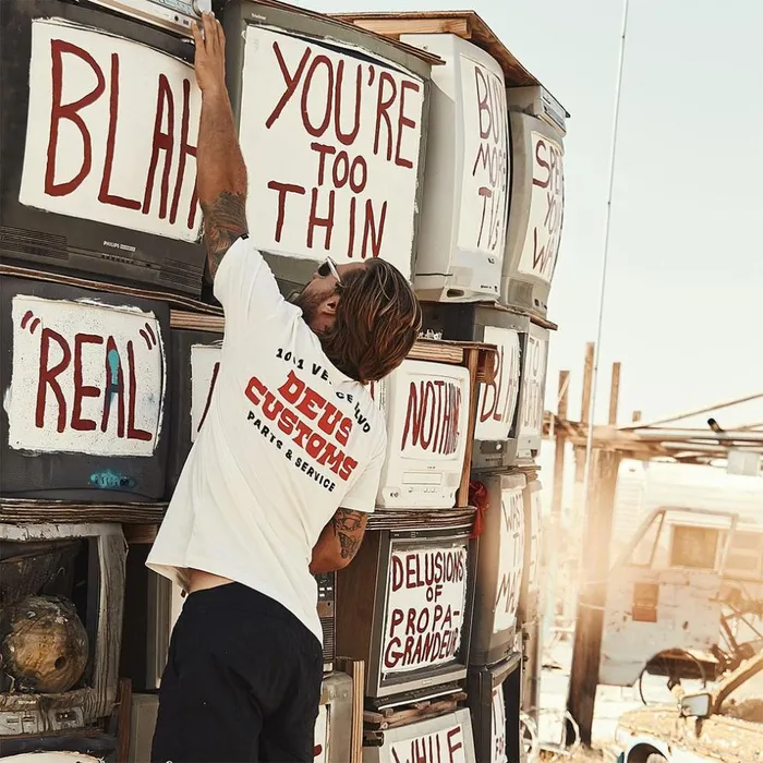Men Automatica Tee 8211 Vintage White Deus Ex Machina Tees Men Automatica Tee 8211 Vintage White Deus Ex Machina Tees