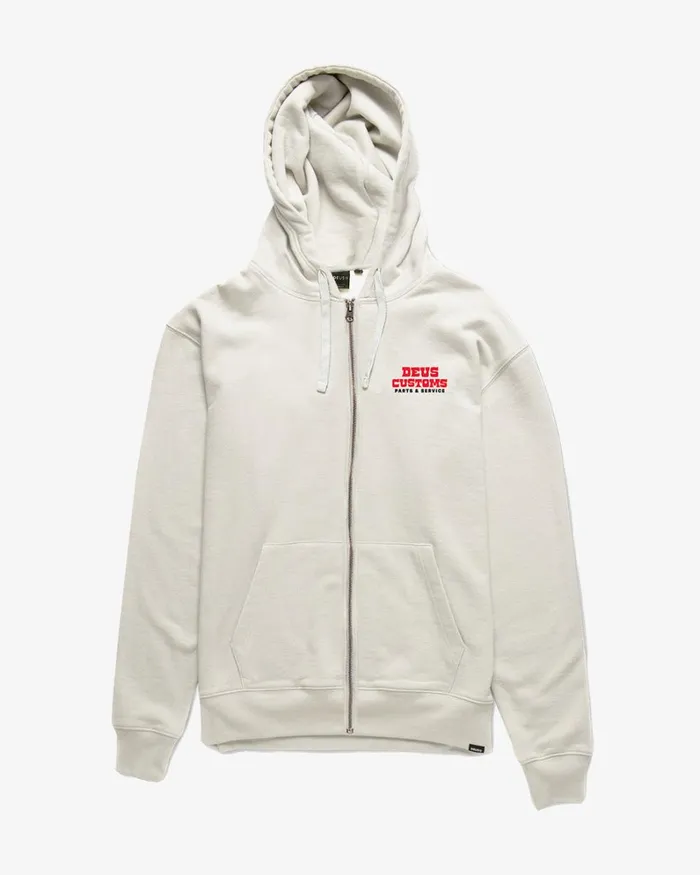 Men Automatica Zip Hoodie 8211 Vintage White Deus Ex Machina HoodiesFleece
