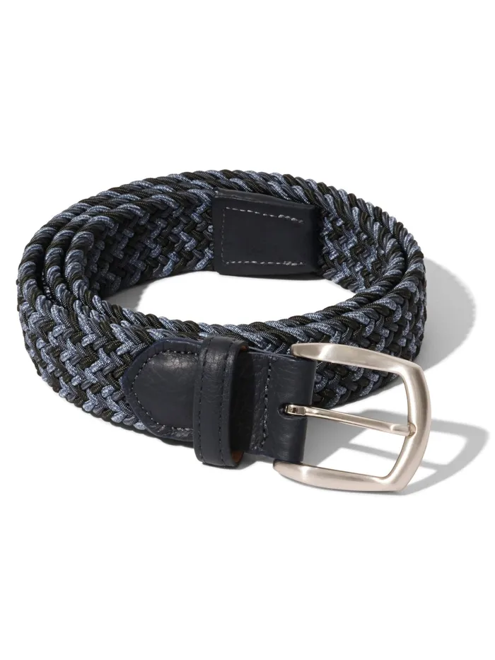 Men Belts Faherty Stretch Woven Belt Cerulean Mix