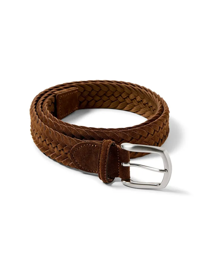 Men Belts Faherty Suede Woven Belt Brown