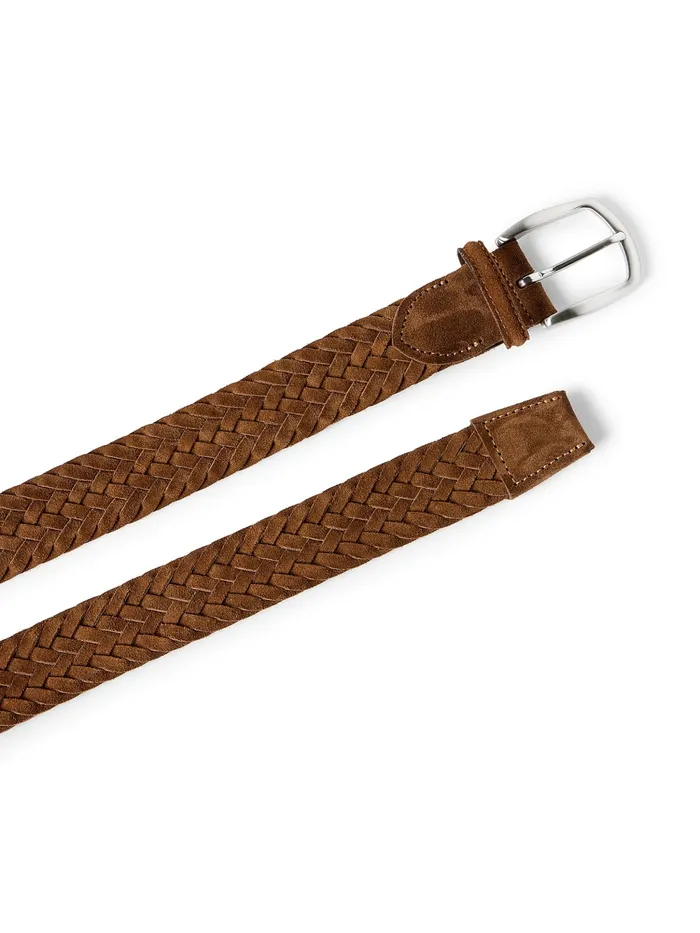 Men Belts Faherty Suede Woven Belt Brown