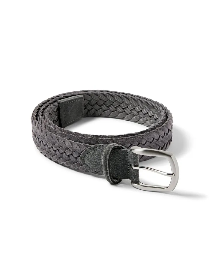 Men Belts Faherty Suede Woven Belt Grey