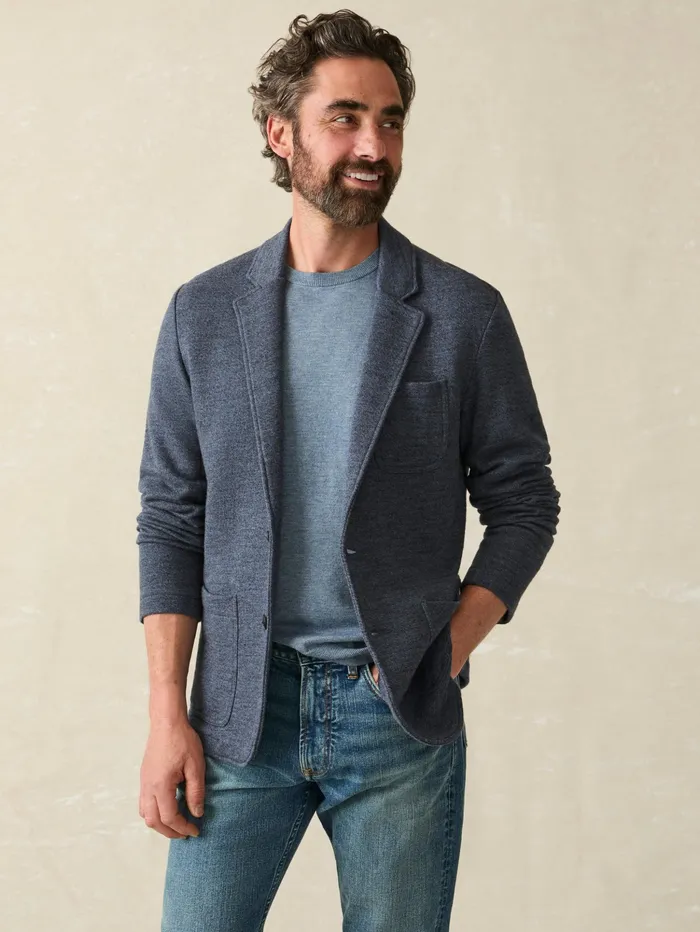 Men Blazers Faherty Inlet Knit Blazer Deep Navy Melange Men Blazers Faherty Inlet Knit Blazer Deep Navy Melange