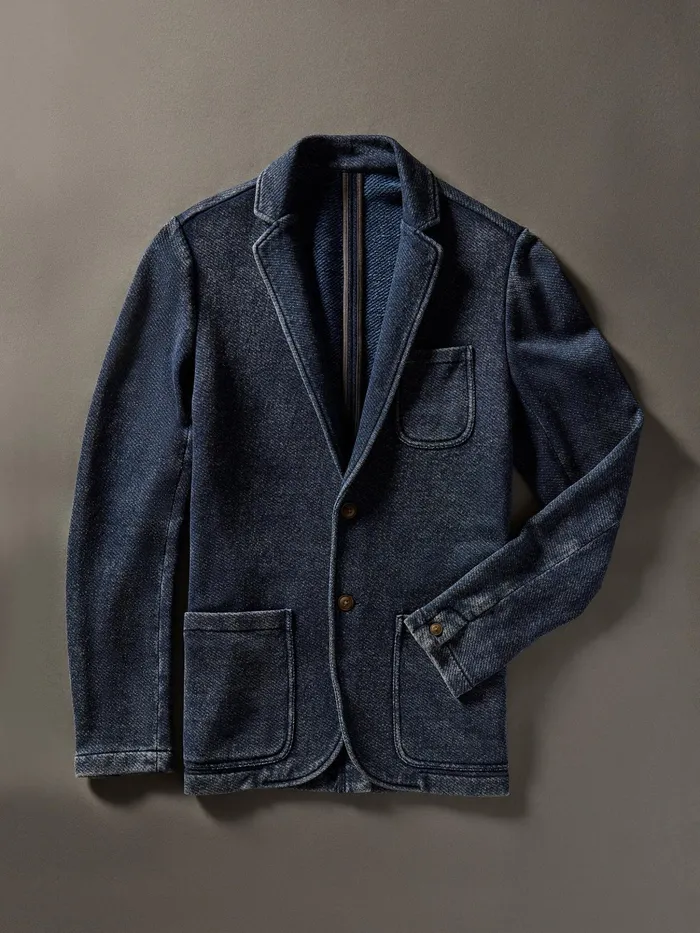 Men Blazers Faherty Inlet Knit Blazer Hendricks Indigo Wash