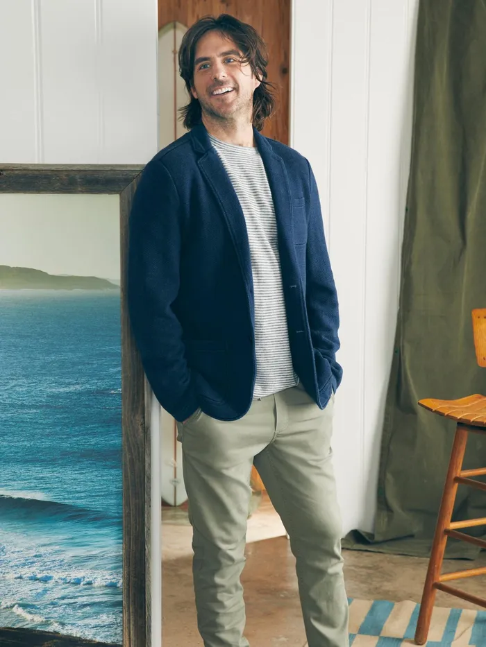 Men Blazers Faherty Inlet Knit Blazer Hendricks Indigo Wash